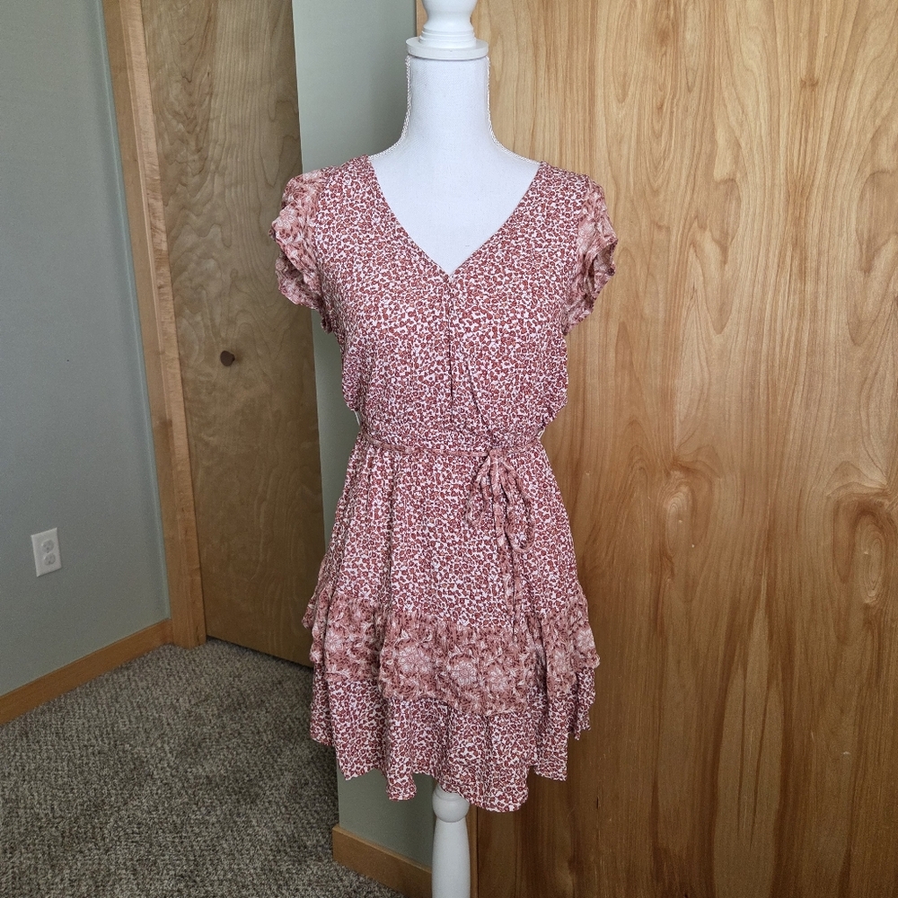 American Eagle Floral faux Wrap Ruffle Dress
